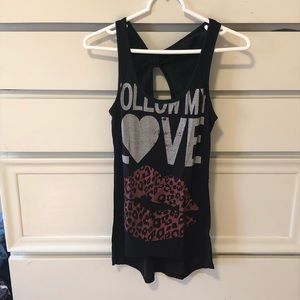 “Follow my love” black tank top